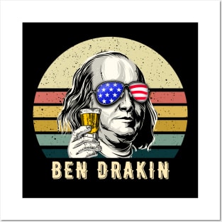 4th of July Shirt, Funny American Shirt, Ben Drankin, Beer Drinking Gift, Ben Franklin T-shirt for men and women Posters and Art